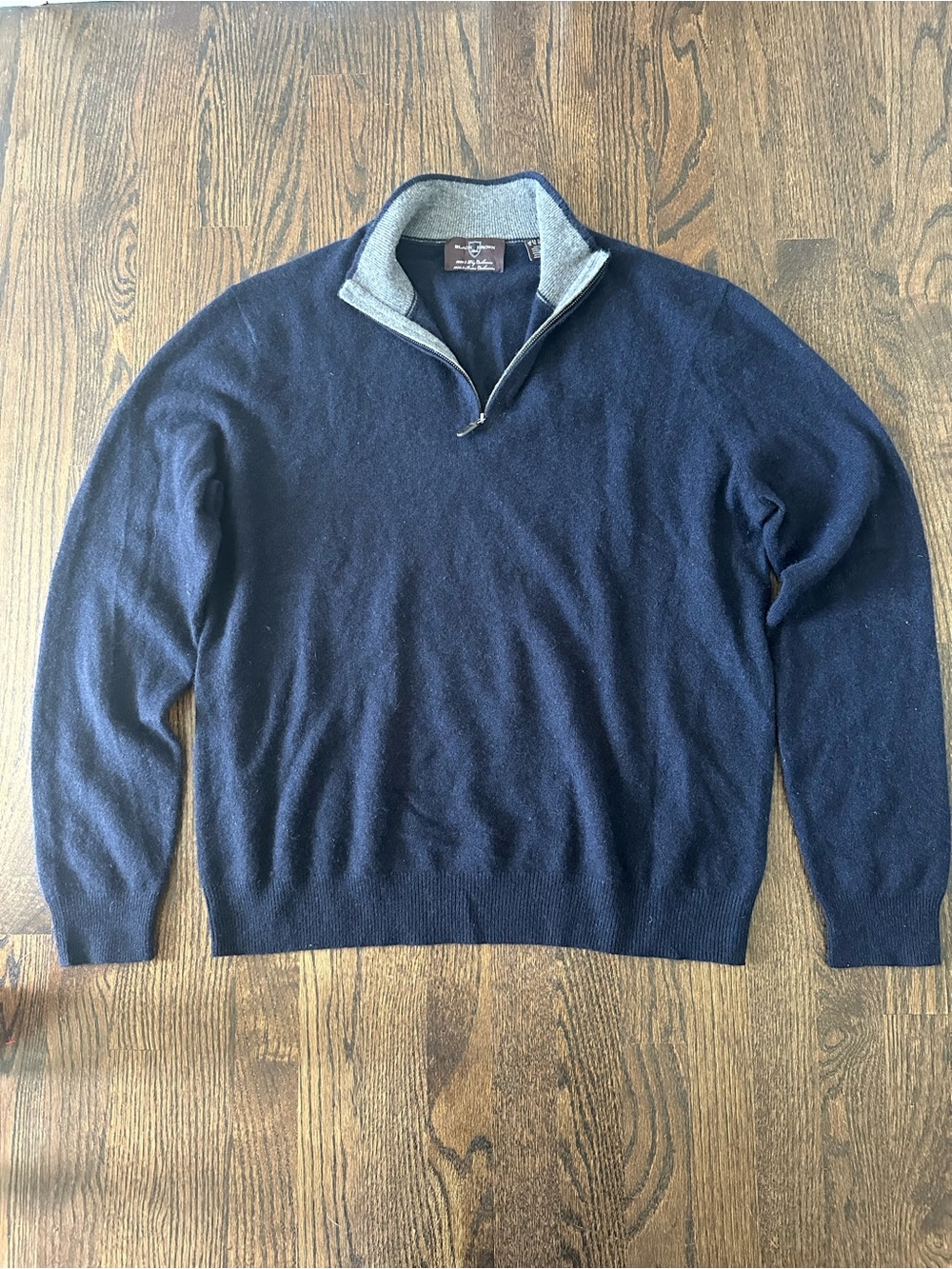 Black Brown 1826 100% 2-Ply Cashmere Quarter Zip Sweater Navy Gray XL Men’s